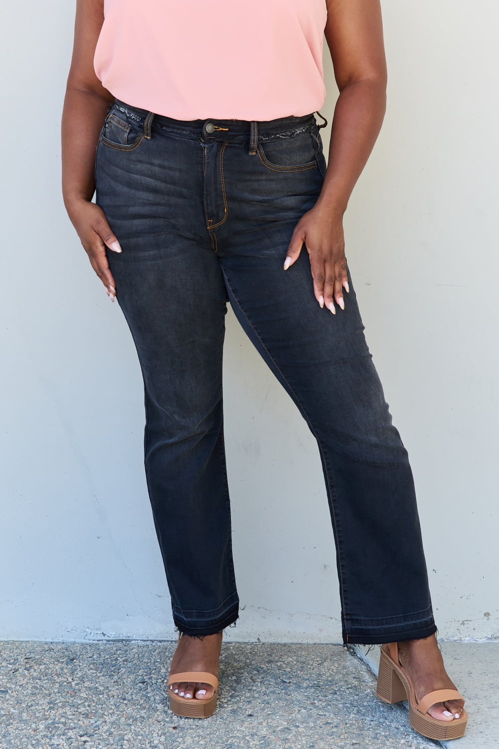 Plus Size, Judy Blue, High-Waist Release Hem Slim Bootcut Jeans Style 82535