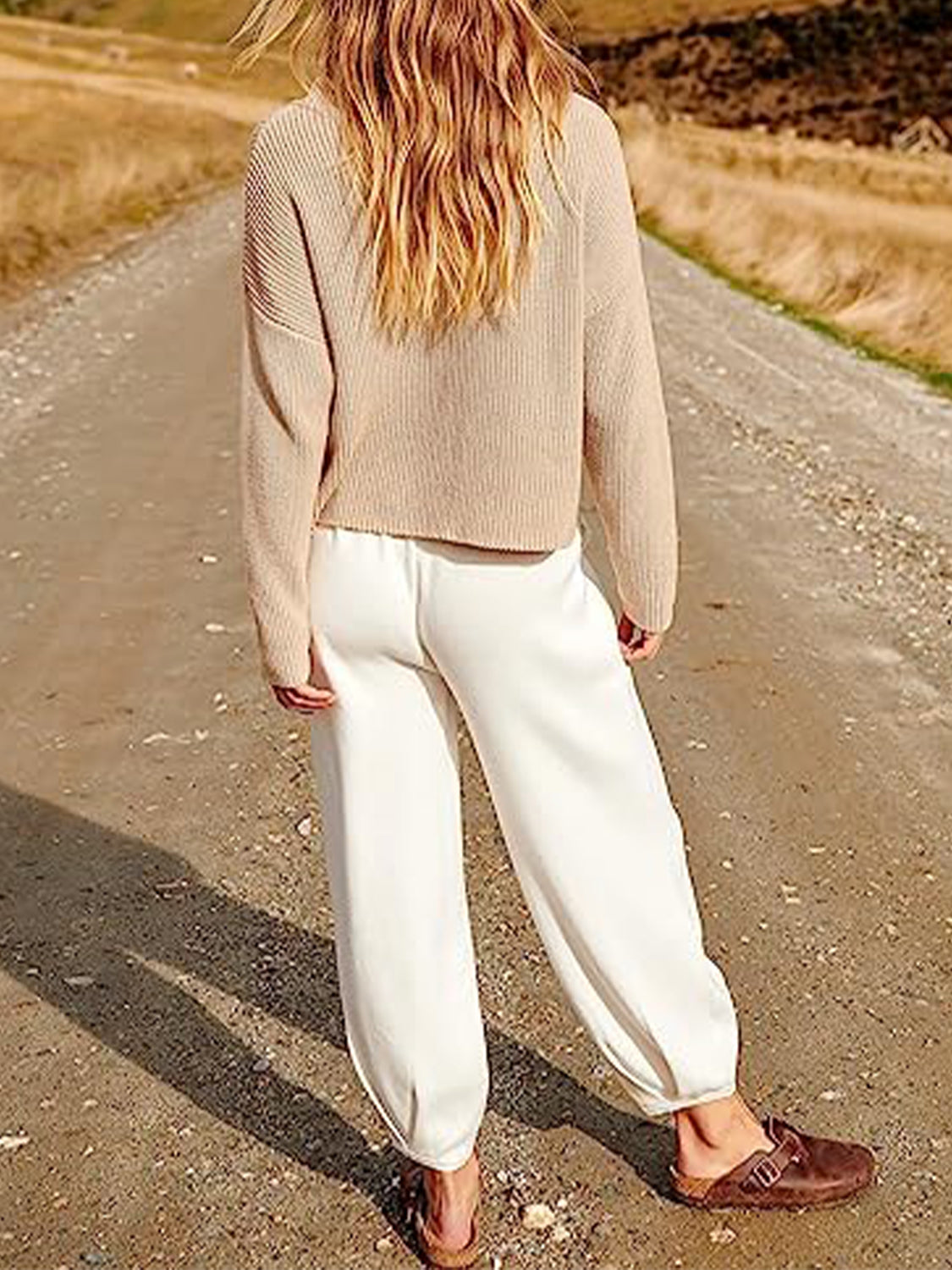 Back View, Knit Top and Joggers Set In Dust Storm