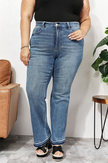 Plus Size, Judy Blue, High Waist Tummy Control Release Hem Slim Boot Cut Jeans 88626