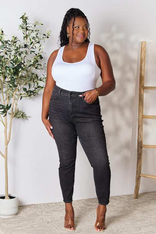 Judy Blue, High Waist Tummy Control Black Wash Skinny Jeans
