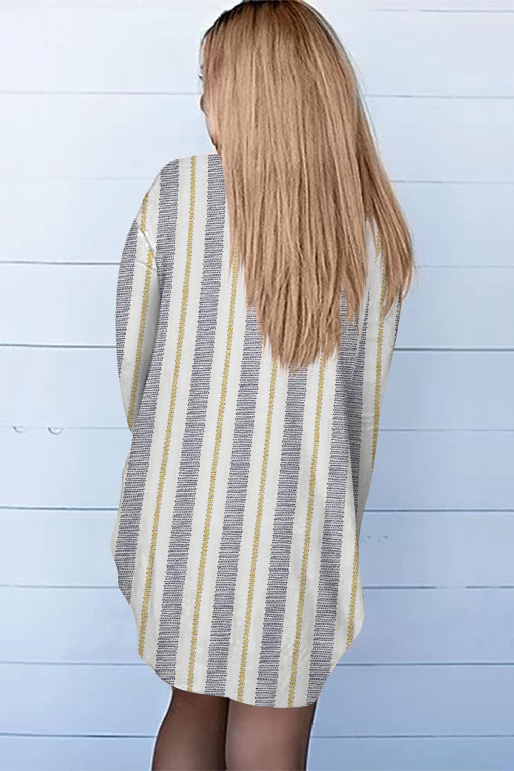 Back View, Long Sleeve Cardigan In Stripe