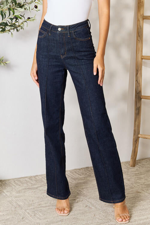 Judy Blue, High-Rise Front Seam & Dart Detail Wide-Leg Jeans 88664