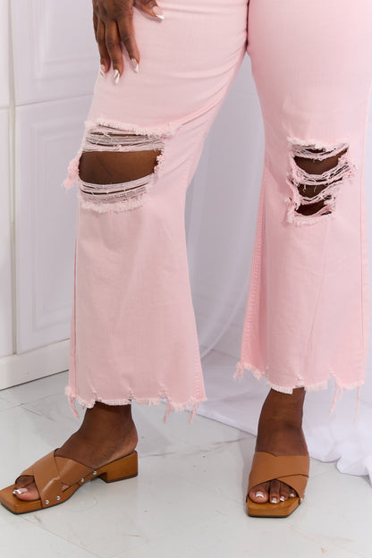 Close-Up, Plus Size, RISEN, Ankle Flare Distressed Jeans