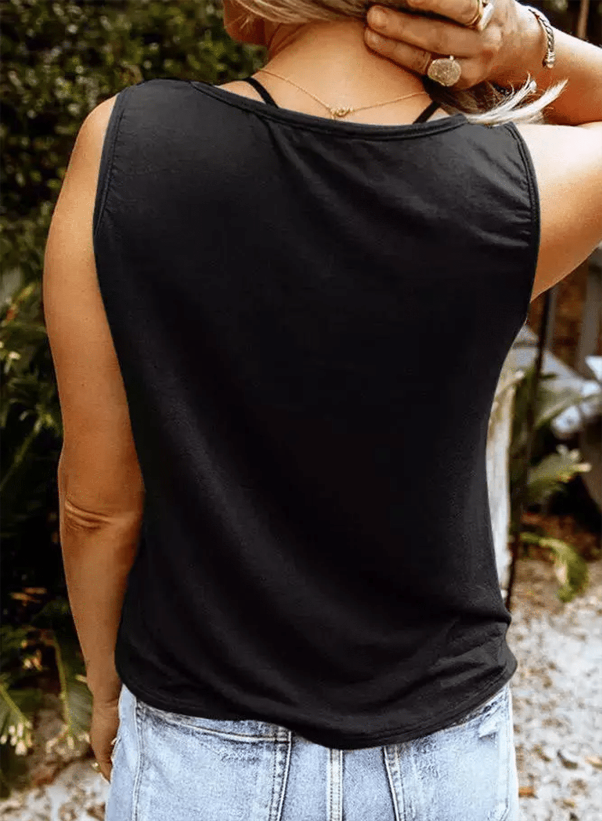 Back View, Star and Stripe Notched Neck Tank