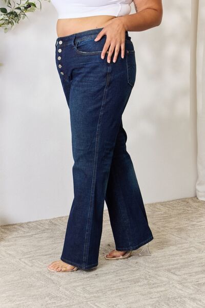 Side View, Plus Size, Judy Blue, High-Rise 5-Button Fly Straight Jeans Style 88598