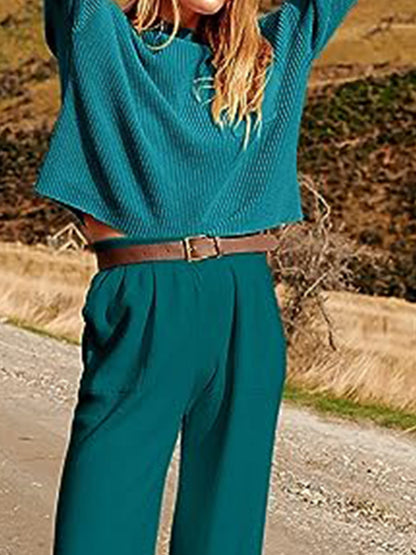 Close-Up, Knit Top and Joggers Set In Turquoise