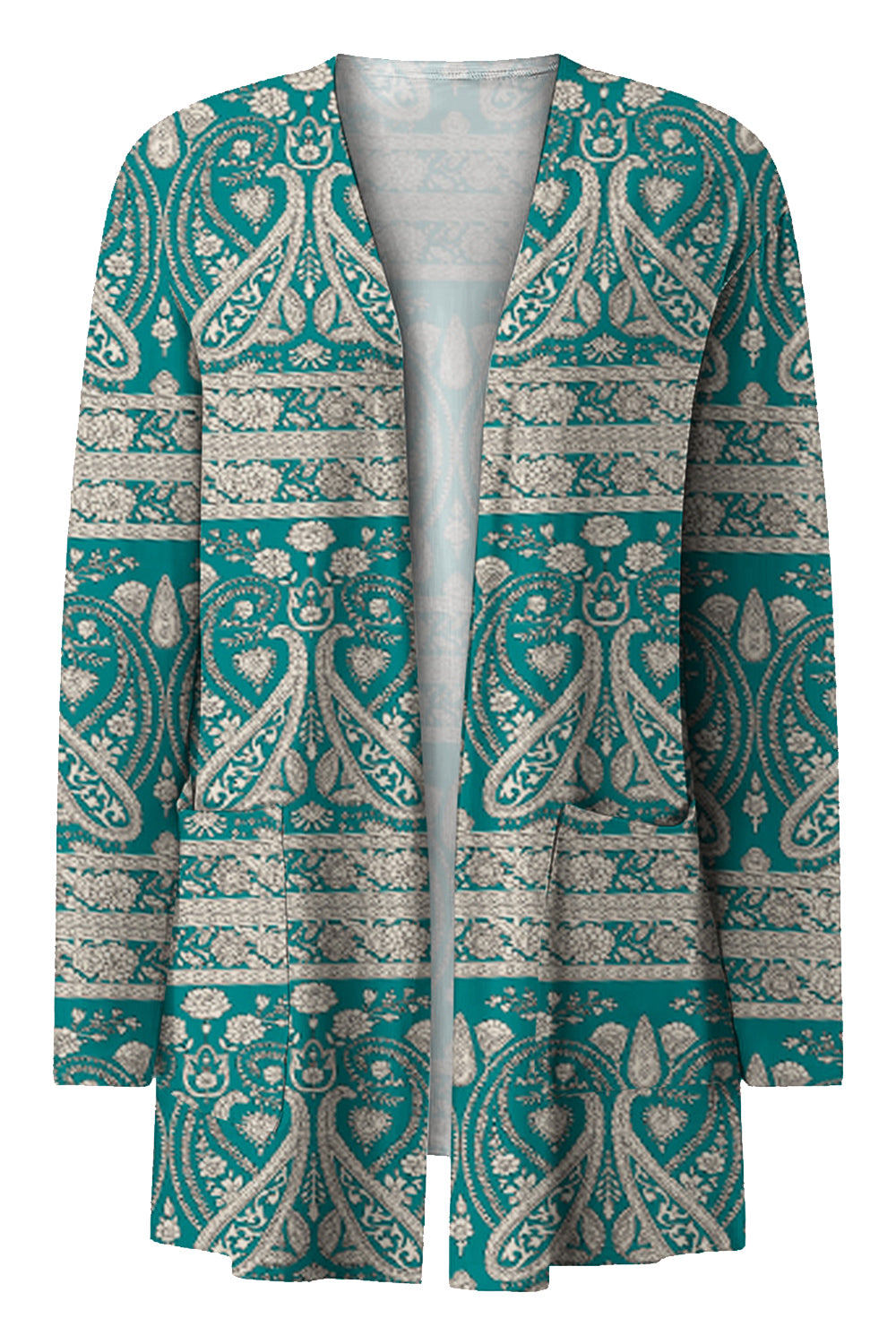 Long Sleeve Cardigan In Teal