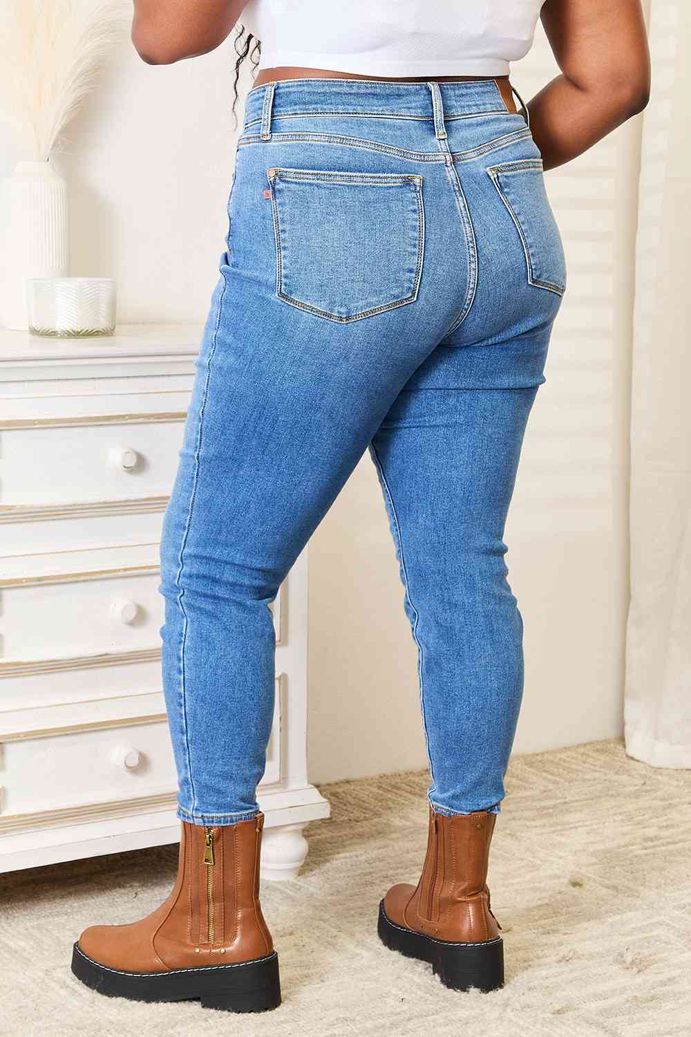 Back View, Plus Size, Judy Blue High Waist Classic Thermal Skinny style 82349