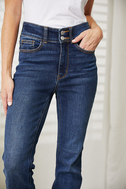 Close-Up, Judy Blue High-Rise Vintage Bootcut Frayed Hem Jeans Style 82568