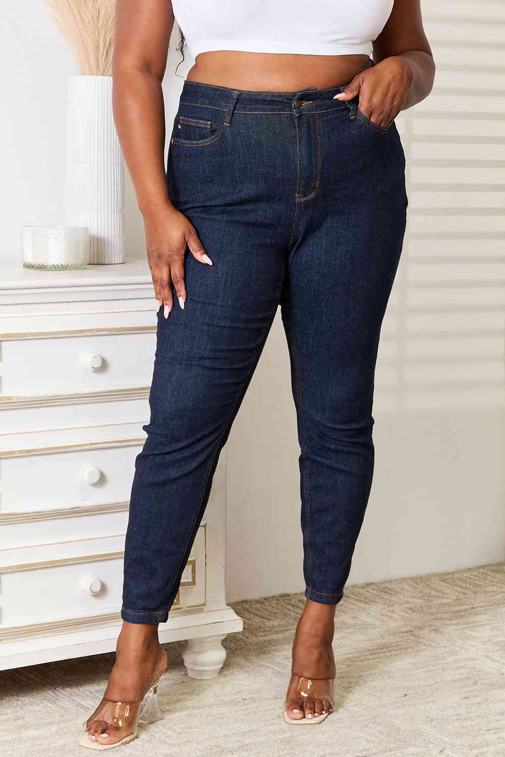 Plus Size, Judy Blue, High Waist Classic Back Pocket Embroidery Skinny Jeans Style 88683