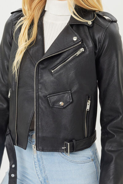 Close-Up, Faith Apparel Faux Leather Zip Up Biker Jacket