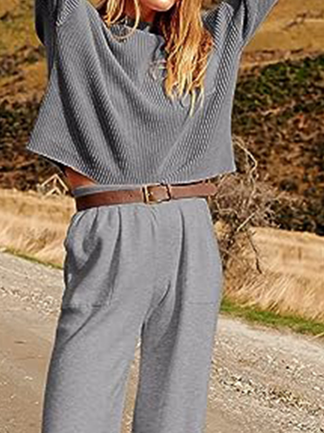 Close-Up, Knit Top and Joggers Set In Charcoal