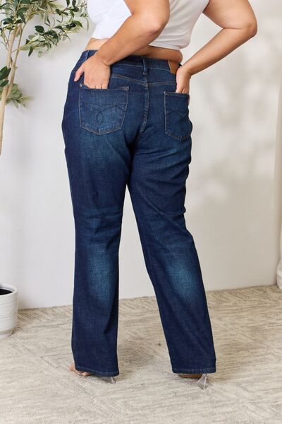 Back View, Plus Size, Judy Blue, High-Rise 5-Button Fly Straight Jeans Style 88598