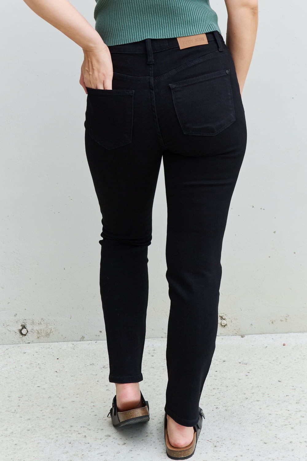 Back View, Judy Blue, Mid-Rise, Black Slim Fit Jeans Style 88756