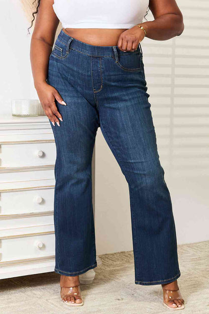 Plus Size, Judy Blue High Waist Vintage Pull On Slim Bootcut Jeans Style 88589