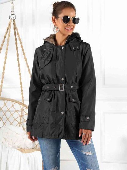 Hooded Jacket with Detachable Liner (Three-Way Wear) In Black