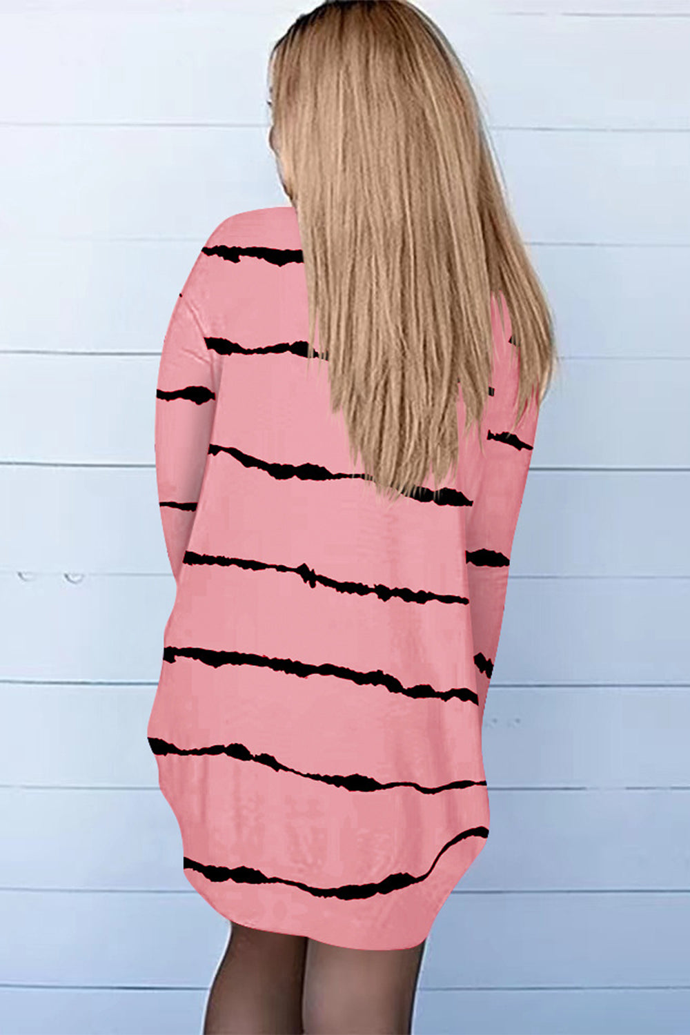 Back View, Long Sleeve Cardigan In Carnation Pink