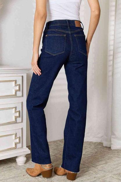 Back View, Judy Blue, High Waist Vintage & Back Darts Detail Straight Leg Jeans Style 82512