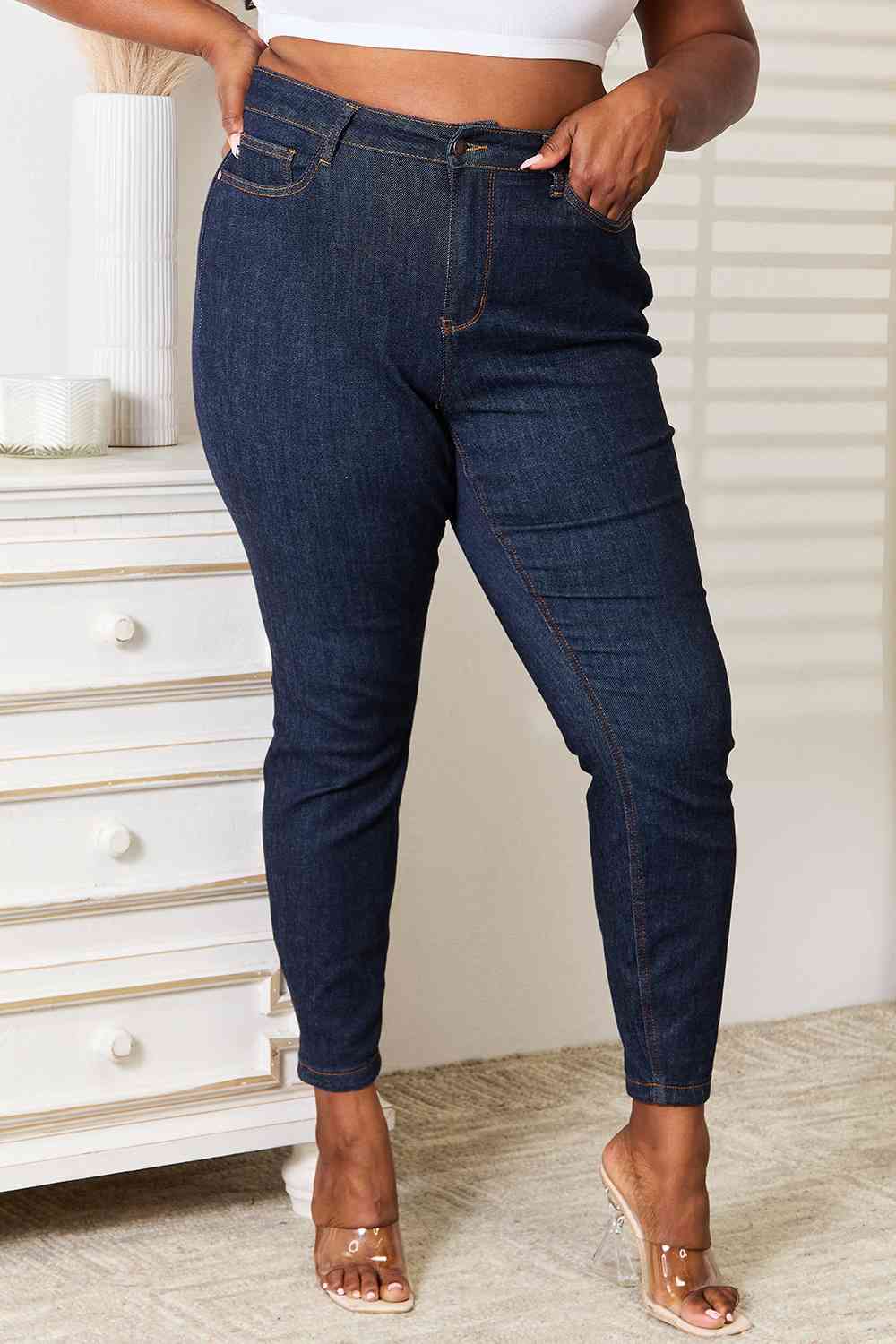 Plus Size, Judy Blue, High Waist Classic Back Pocket Embroidery Skinny Jeans Style 88683