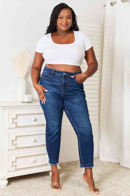 Plus SIze, Judy Blue, High-Rise Released Hem Slim Jeans Style 88704