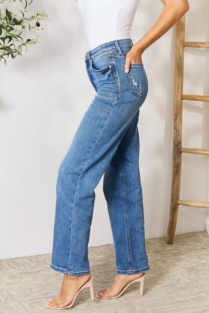 Side View, Judy Blue, 90's High Waist Tummy Control Straight Jeans Style 88661