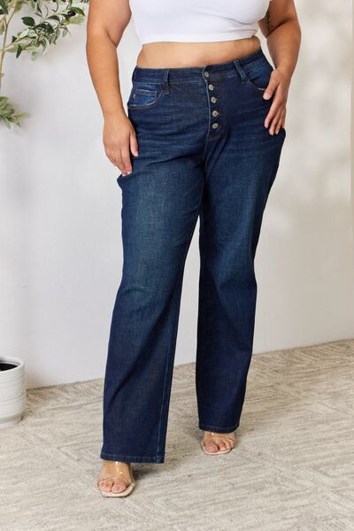 Plus Size, Judy Blue, High-Rise 5-Button Fly Straight Jeans Style 88598