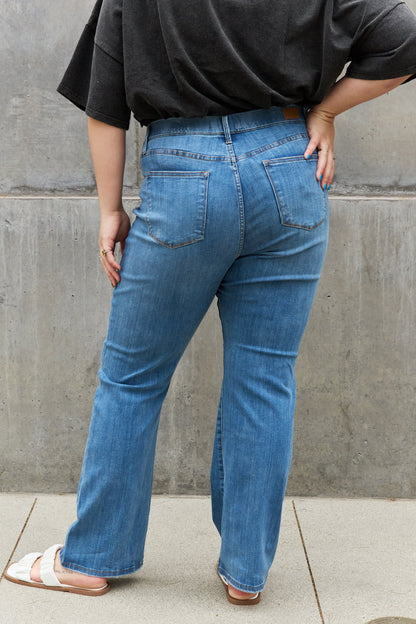 Back View, Plus Size, Judy Blue, High Waist Slim Bootcut Easy Pull On Jeans Style 88520