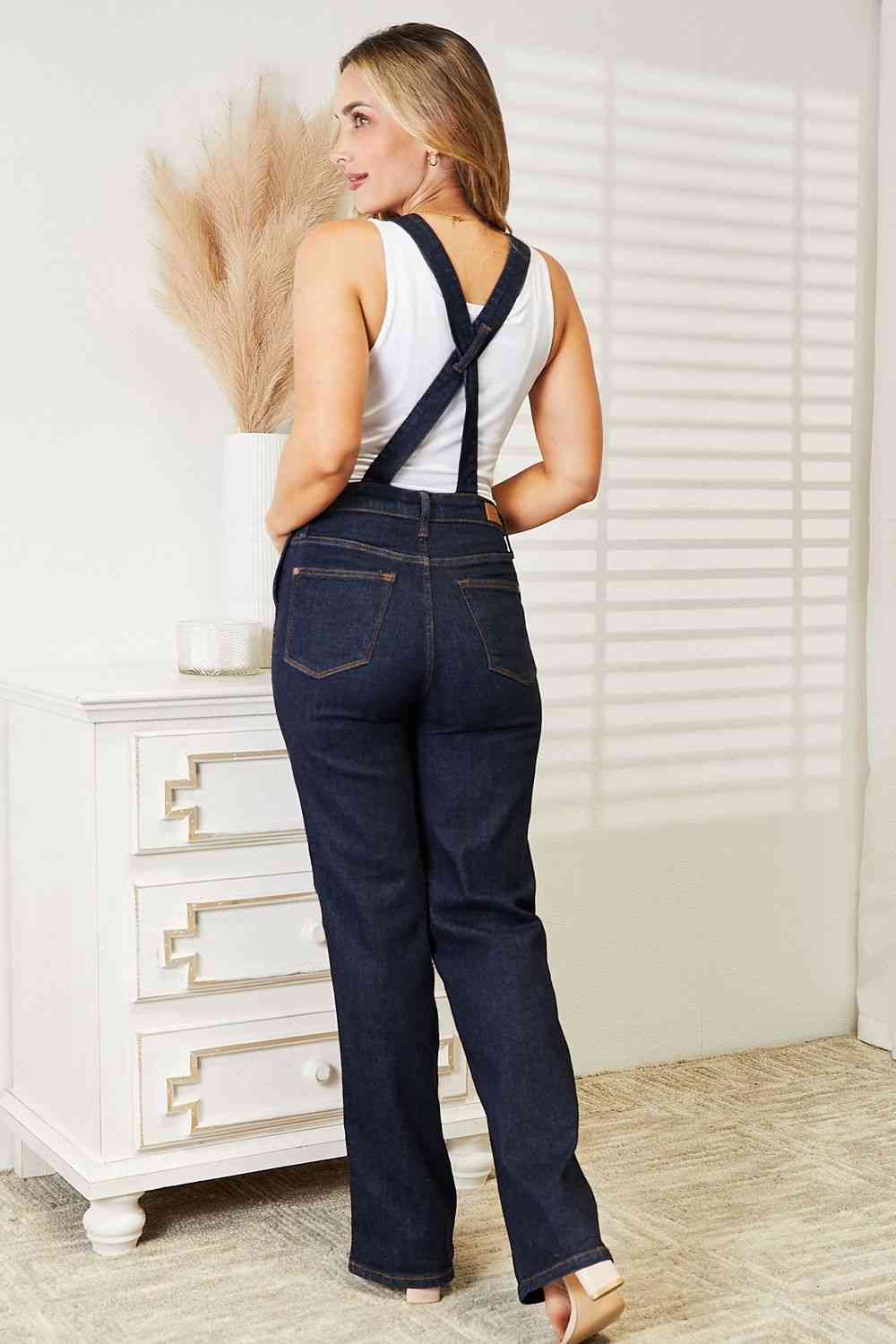 Back View, Judy Blue, High Waist Classic Overall Wide Leg Jeans Style 88630