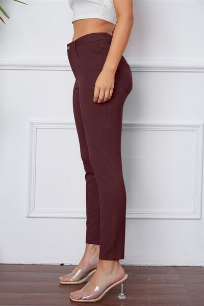 Side View, Basic Bae Fashion, Stretchy Stitch Pants In Wine