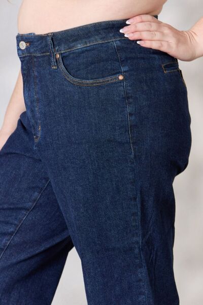 Close-Up, Plus Size, Judy Blue, High Waist Tummy Control Tailored Crop Wide Leg