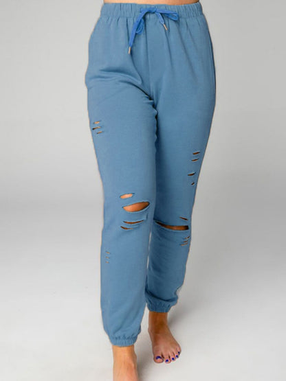 Distressed Sweatshirt and Joggers Set In Misty Blue