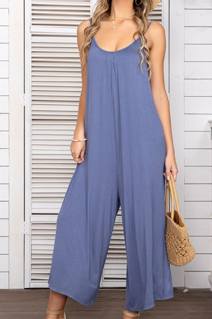 Spaghetti Strap Scoop Neck Jumpsuit In Periwinkle