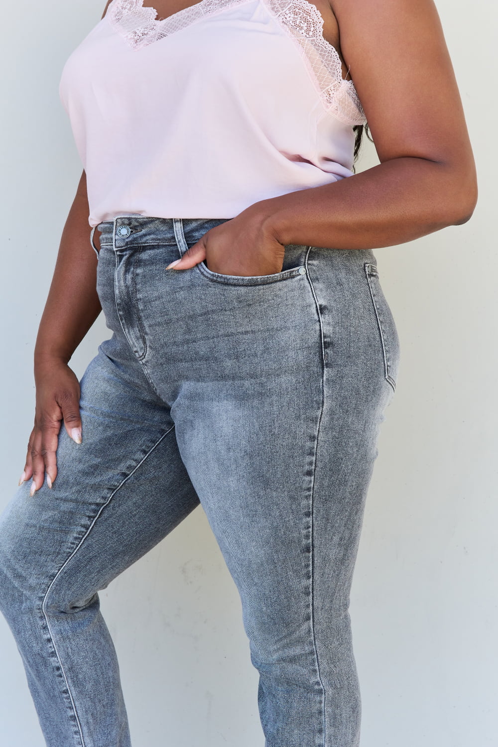 Close-Up, Plus Size, Judy Blue, High Waist Stone Wash Slim Fit Jeans Style 88744