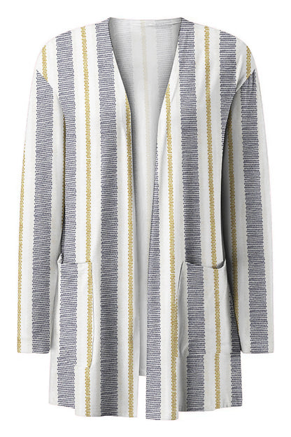 Long Sleeve Cardigan In Stripe