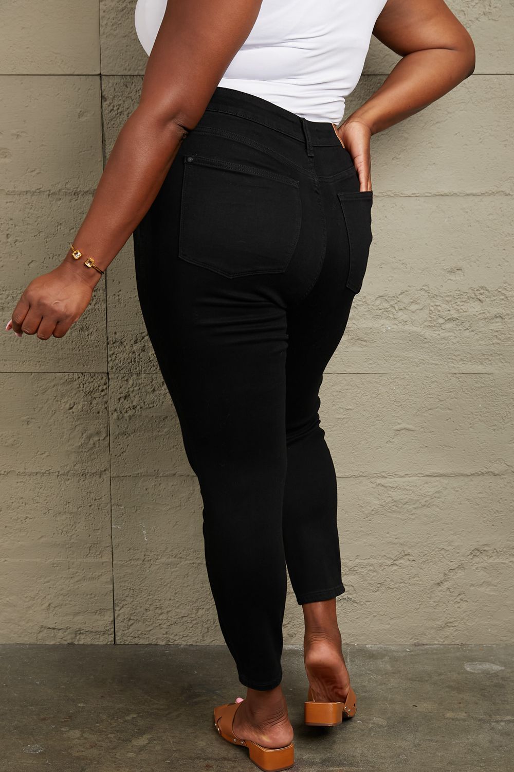Back View, Plus Size, Judy Blue, High Waist Tummy Control Classic Black Skinny Jeans, JB-88757